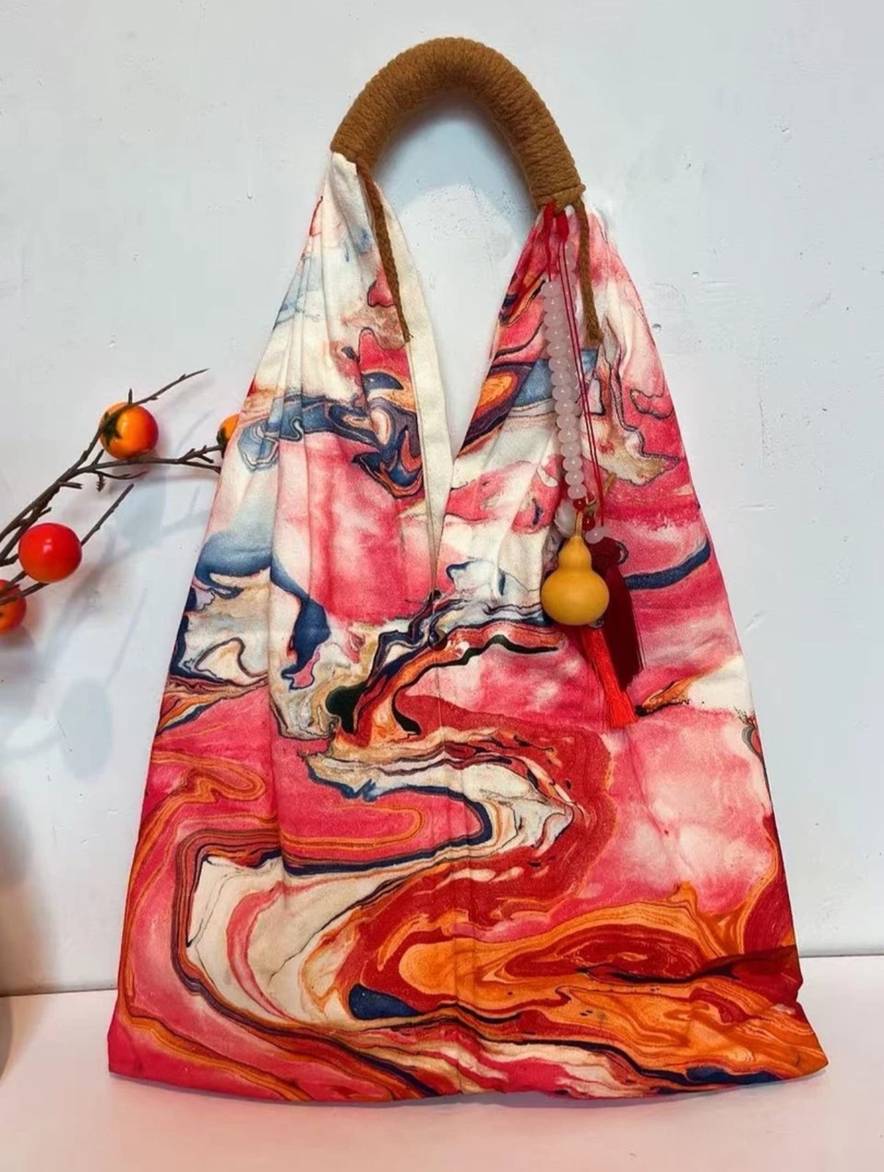 Marble Pattern Artistic Tote Bag, Canvas Material | Random Pattern & Texture | Custom Color Combination (Noteable) | Please Send Us a Message Before Placing an Order