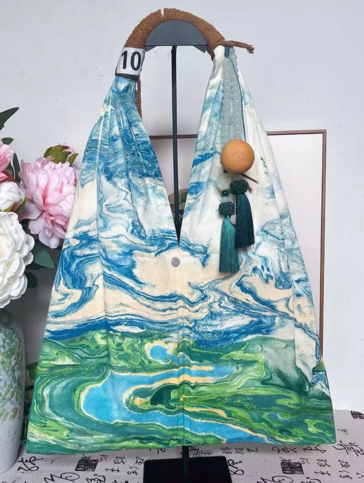 Marble Pattern Artistic Tote Bag, Canvas Material | Random Pattern & Texture | Custom Color Combination (Noteable) | Please Send Us a Message Before Placing an Order